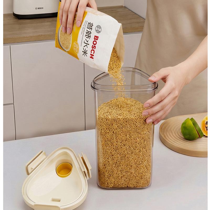 Rotatable Compartment Grain Storage Container, Detachable Airtight Moisture-Proof Food Jars for Kitchen