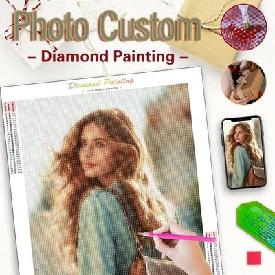 Foto Kundenspezifisches Diamantgemälde DIY Geschenk Personalisierte Diamantkunst Fotoanpassung mit Ihrem eigenen Bild Inklusive Werkzeug