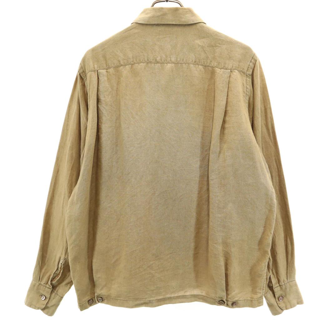 Needles Cat's Eye Buttons Made In Japan Long Sleeve Linen Shirt M Beige Men's Used