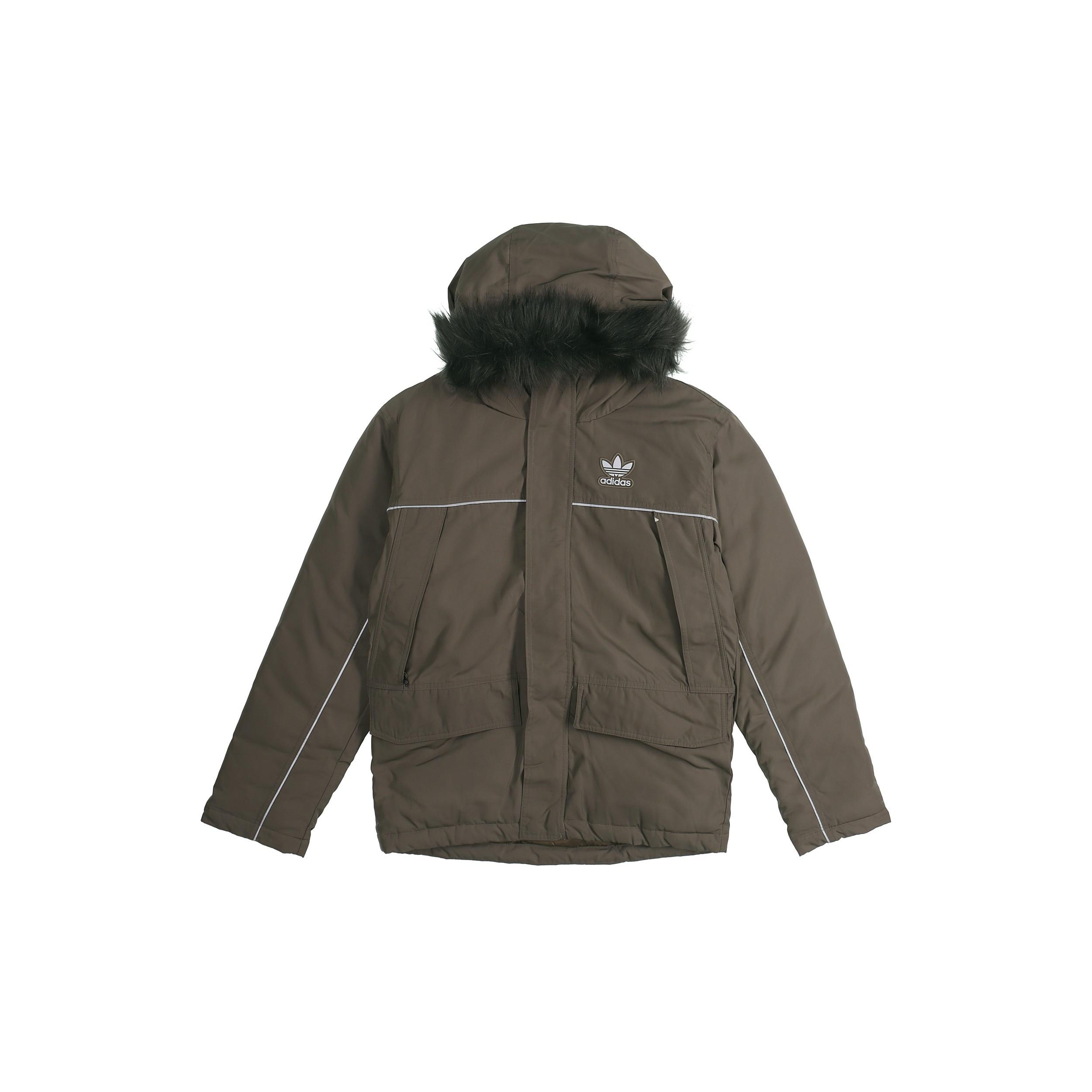 adidas originals Men s Leisure Sports Windproof Ultra Warm Hooded Down Jacket Brown FL1418 XL