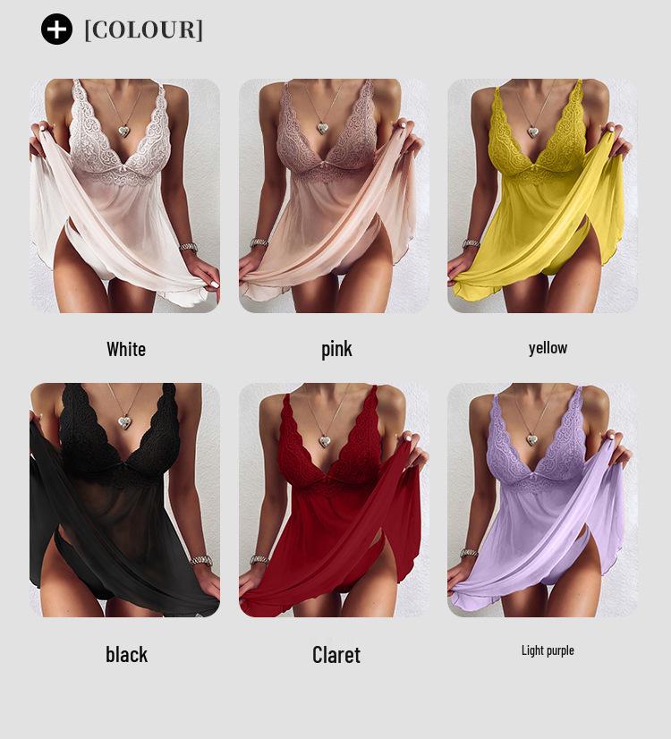 Women's Sexy Lace Sling V-Neck Nightdress
