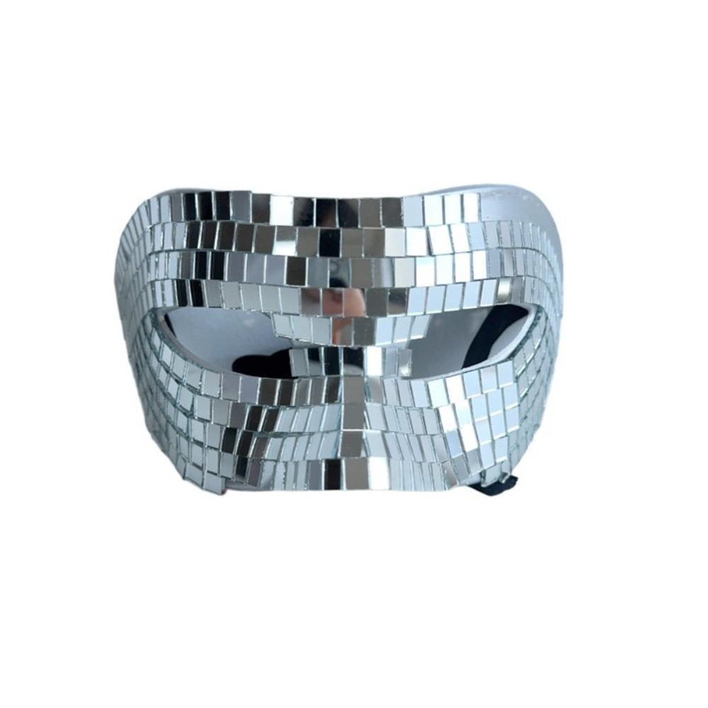 Male Adult Ball Glitter Mirror Face Mask Masquerade Home DJ Decor Simple Night Club Mask  Gift