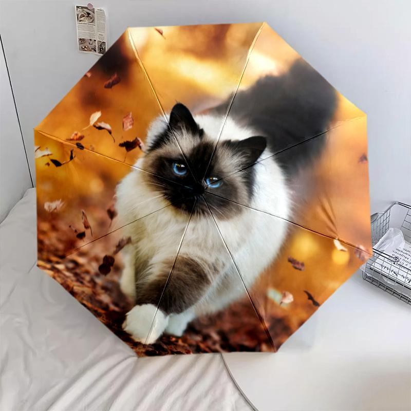 1PC cute cat pet Umbrella Portable Folding Umbrella Iron Frame Hole Bone Structure Outdoor Home Umbrella A2