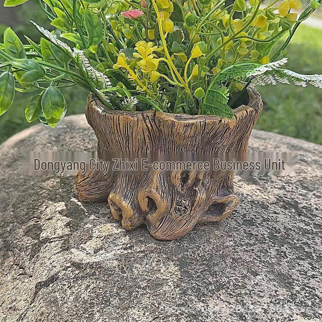 Bedårande sittande stor mage blomkruka skulptur för trädgård eller gräsmatta