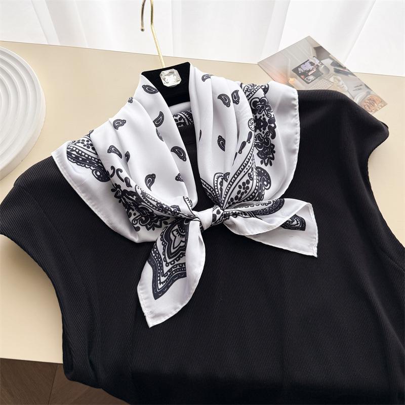 Cashew Nut Simulation Silk Printed Silk Scarf Small Square Scarf Premium Shawl Sunscreen Neck Scarf Headscarf Scarf New