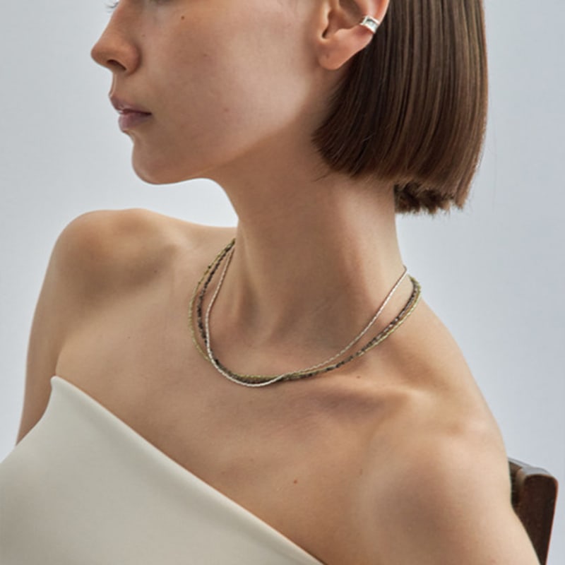 FLIT SAND GEM BALL NECKLACE (BLACK)