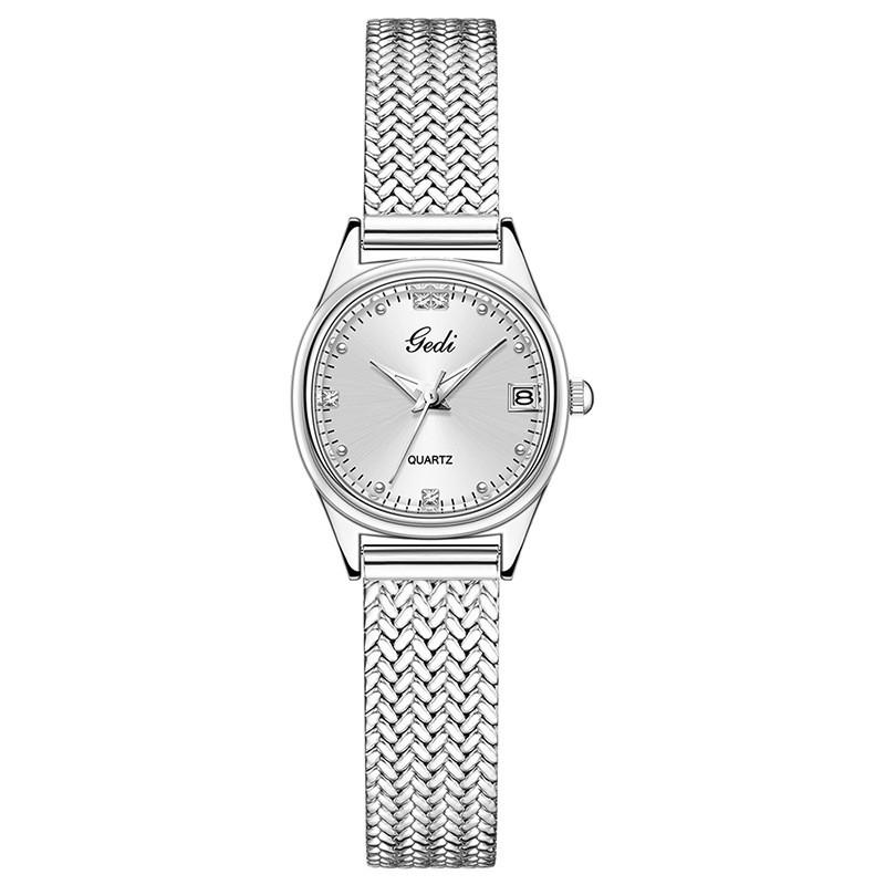 

Gadi Gold Wheat Female Watch Quartz Waterproof Elegant Dress For Women Silver White