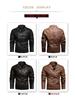 Jachetă de motociclist pentru bărbați, de iarnă, din piele PU, cu guler înalt, croială slim fit - Stil European & American