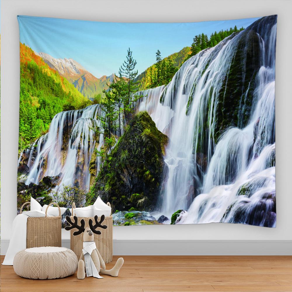 

3D Природа Лес Ручей Водопад Пейзаж Flow Print Гобелен Настенный Гобелен Бохо Настенный Гобелен Настенное Художественное Украшение 200X150CM