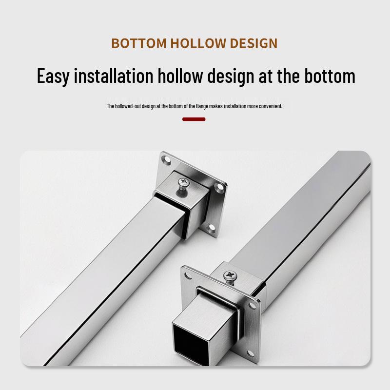 Stainless Steel Square Flange Base Wardrobe Rod for Clothes or Towels