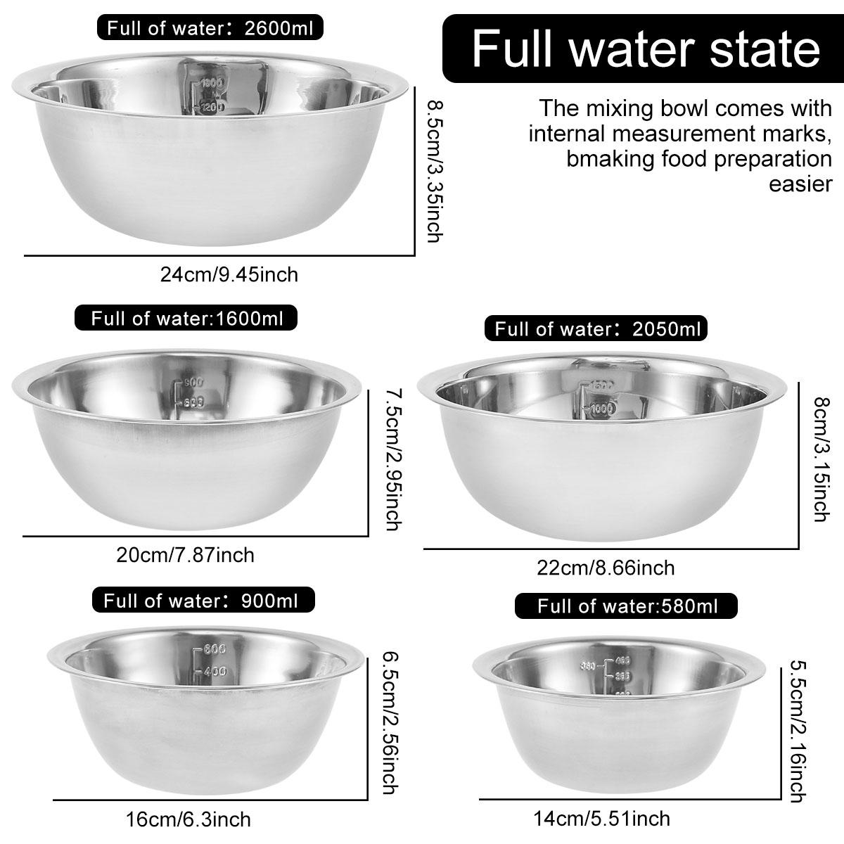 

5/6pcs Mixing Bowl Set Stainless Steel Mixing Bowl Food Storage Organizers Nesting Bowls for Baking Cooking Salad and Food Prep