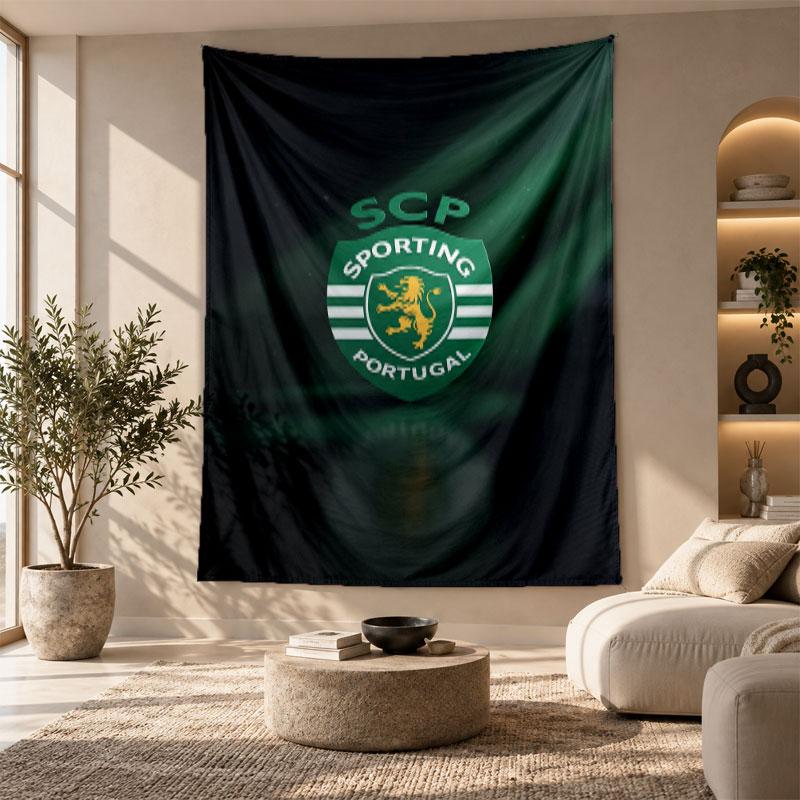 Arazzo Decorativo, Arte da Parete Stampata Sporting CP FC, Appeso a Parete Leggero per Sfondo Camera da Letto