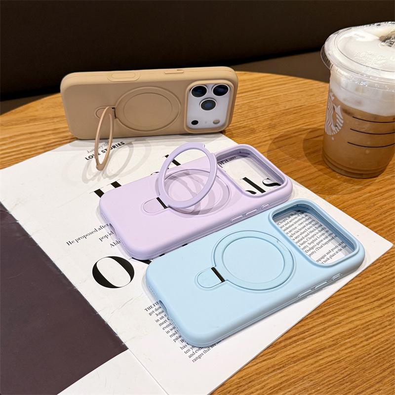 Liquid Silicone Magnetic Ring Stand Phone Case For iPhone 17 Pro Max Air 14 15 Plus 11 12 13 16 Pro For Magsafe Protection Cover