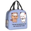 Custom Peach And Goma Mochi Cat Eating Ramen Thermal Insulated Lunch Bags Women Portable Lunch Container Travel Storage Food Box