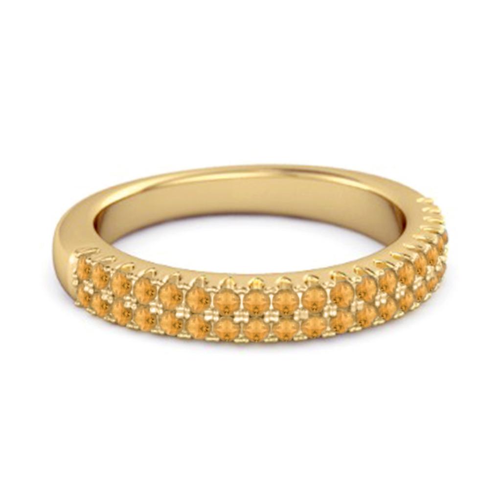 Citrine Triple Row Eternity Band Ring - 925 Sterling Silver Gold Vermeil