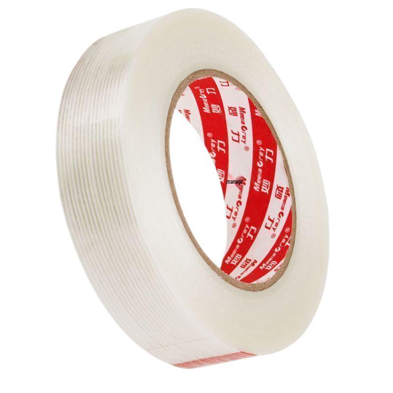 High-Adhesion Striped Fiber Tape: Heavy-Duty Lithium Battery & Refrigerator Bundling