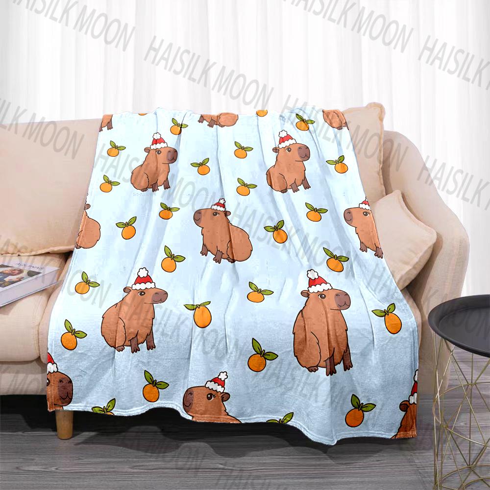 1 Stück Cartoon Cabypara Aufdruck Decke Warm Weich und Bequem Heim Reise Decke Büro Sofa Feiertagsgeschenke für Erwachsene Kinder