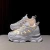 Sneakers Women's Summer New Mesh Breathable Versatile Little White Shoes Small Inner Height Increase Thick-soled Dad Shoes