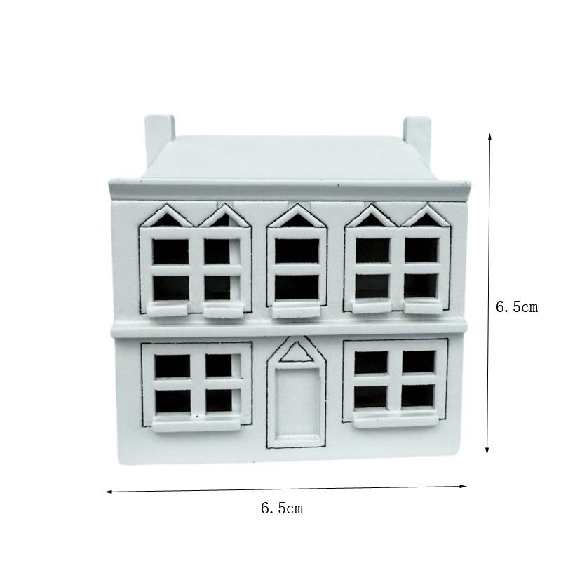 1:12 Dollhouse Miniatures White Wooden Villa Small House Model Doll House Decor Micro Landscape Ornaments Pretend Play Toys Diy