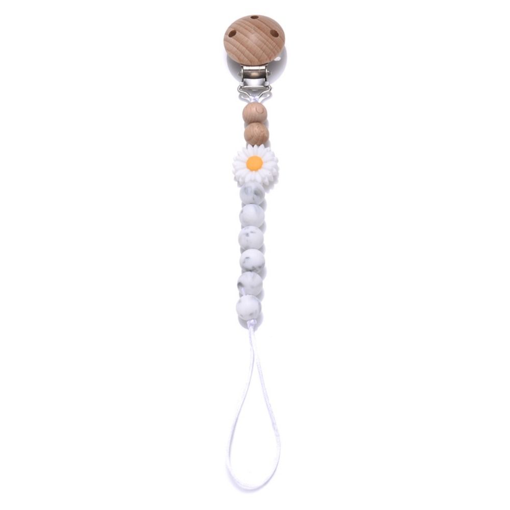 Soother Holder Baby Pacifier Chain Wood Baby Teething Toys Straps Cute Nipple Holder Clips  Toddler