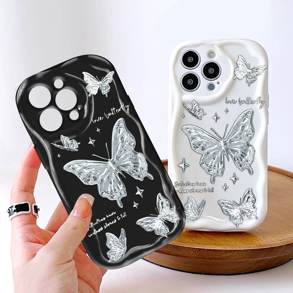 Cartoon Pattern Cream Texture Casing Wavy Edge Soft Silicone Cover Phone Case for IPhone Samsung Huawei Honor Xiaomi Redmi Infinix Tecno