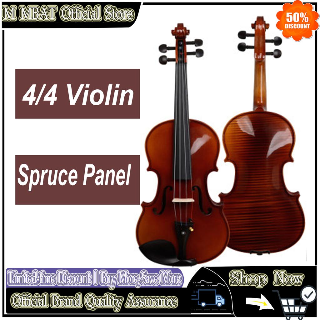M MBAT 4/4 Violin Semi-Handmade Violin with Premium Spruce Panel & Solid Maple Back Violin for Students Intermediates Beginner