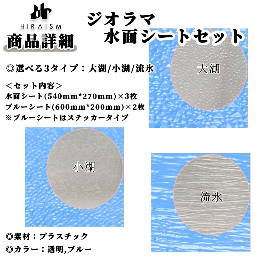 HIRAISM Diorama Water Surface Transparent for and Water Surface Includes Blue Sheets Set of Sheets, Plastic, Sea, River, Lake, Pond, Port, Models,