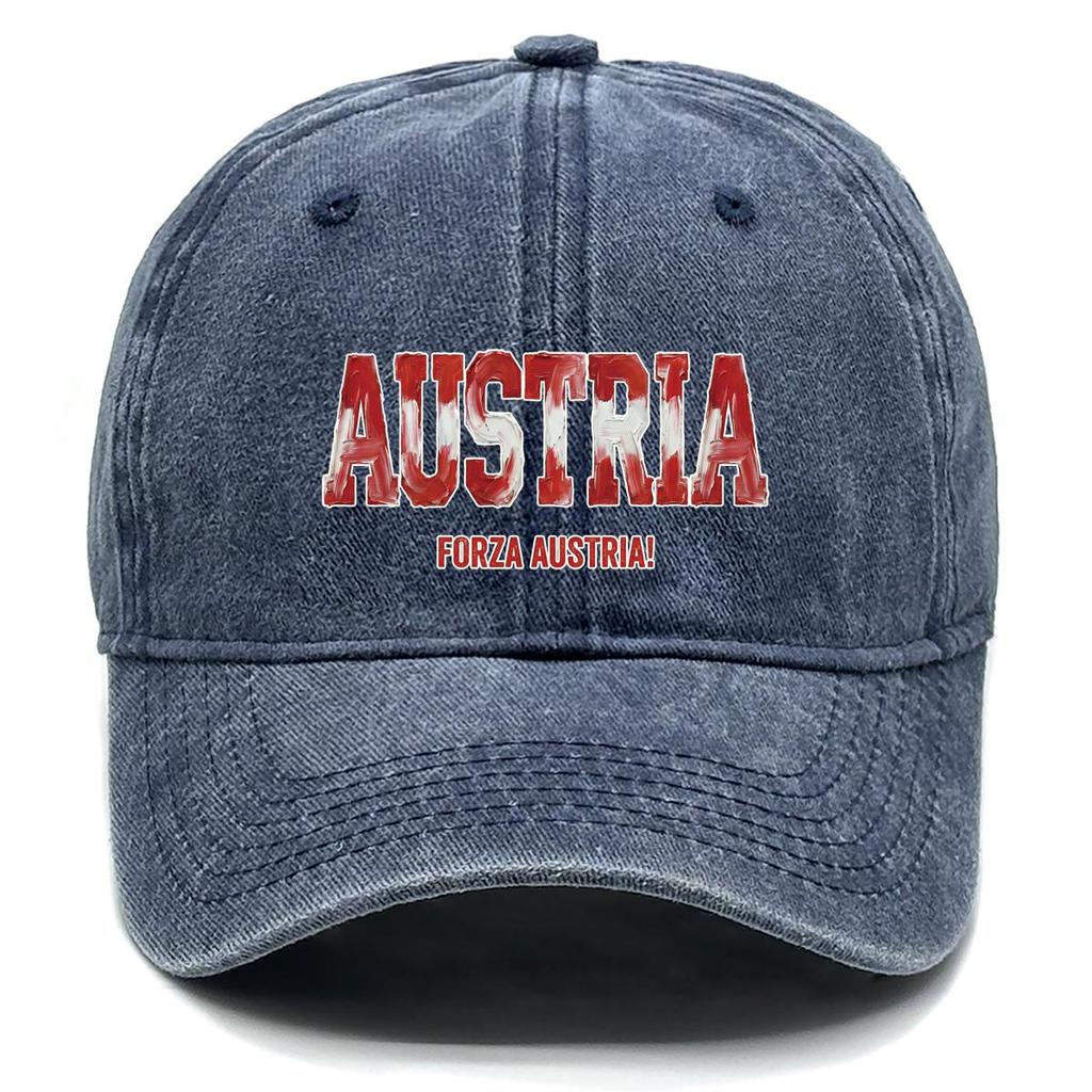 "AUSTRIA" "FORZA AUSTRIA" Flag Printed Snapback Baseball Cap , Adjustable Sun Hat Stylish Non-Stretch Fabric Casual Cozy Dad Hat