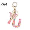 Compact Keychain Pink Series Pendant, Sequins Heart Initial Letter Charm Key Chain with Versatile Butterfly Tassel Design, A-Z Holder for Bag
