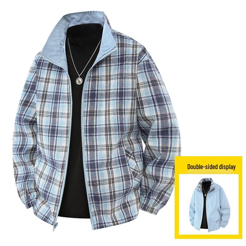 Herren Wende-Plaidjacke - Herbst/Winter Winddicht, Baseballjacke im japanischen/koreanischen Stil