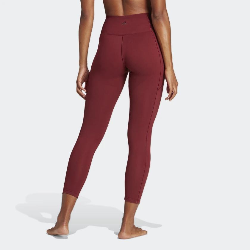 Adidas Solid Color Logo Fitness Leggings Women Bottoms Shadow-Red IJ9360