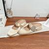 Grape Mother Sparkling Diamond Buckle Small Square Head Width Word with Commuting Versatile Low Heel Temperament Half Drag Women's Bag Head Lazy Shoes