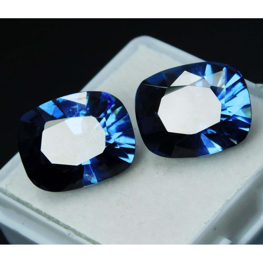 16.90 Ct NATURAL Sapphire BLUE Cushion Cut CERTIFIED Loose Gemstone Pair A-5185QQQ