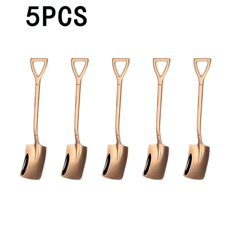 Vintage Shovel Design Stainless Steel Coffee Spoon Creative Ice Cream Cake Watermelon Dessert Multipurpose Kitchen Tool Unique