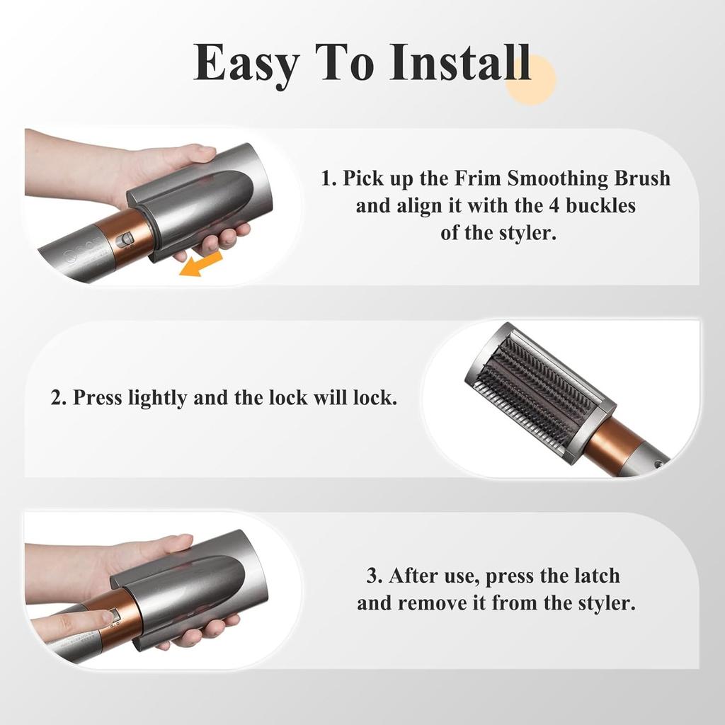 Nuevo cepillo alisador firme compatible con los accesorios Dyson Airwrap, para cabello encrespado y para lograr un estilo liso y suave, número de pieza 971892-08.