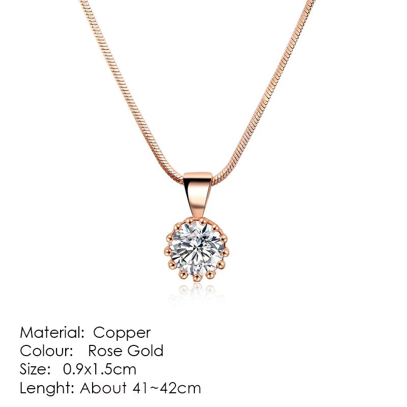 Fashion Crown Pendant Necklace for Women Retro Vintage Classic Rose Gold Cubic Zirconia Chain On Neck Trendy Jewelry N390