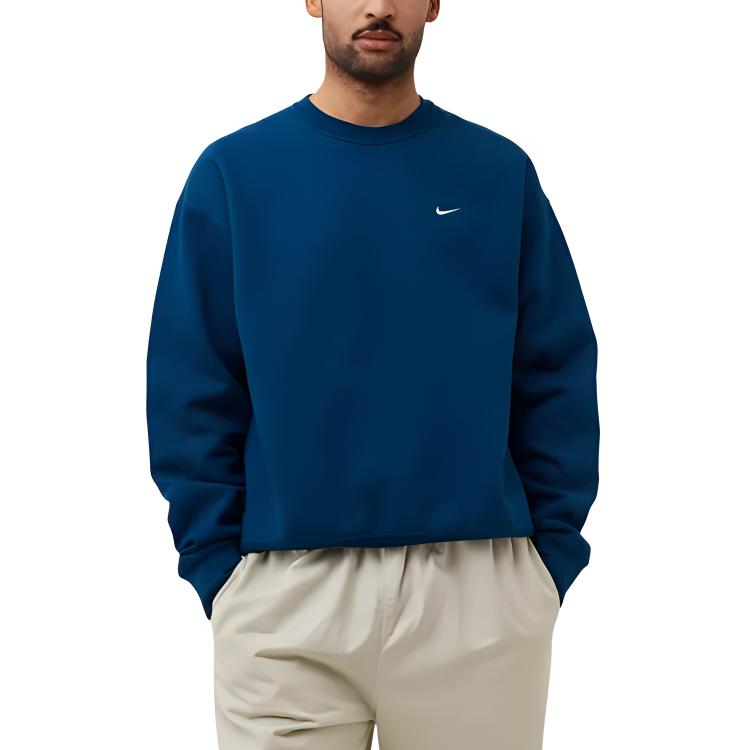 Nike Logo Print Crew Neck Sweatshirt Men Tops Dark-Blue CV0554-460