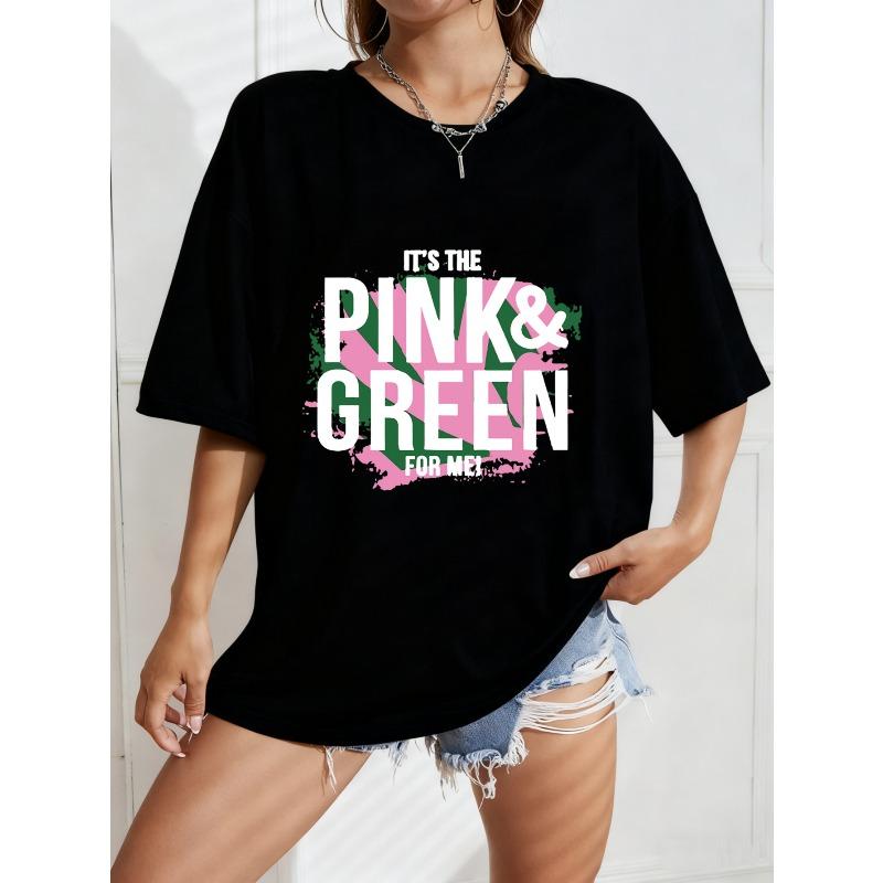 

White Oversized T-Shirt Pink And Green Graphic Print For Casual Wear XXXXL чорний