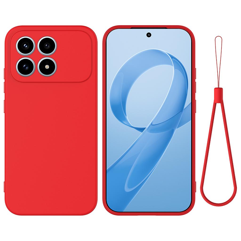 For Xiaomi Poco F8 Pro Liquid Silicone Case Phone Back Cover with Hand Strap