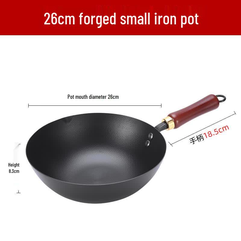 AIMOMA Mini Hand-Forged Non-Stick Iron Wok Without Lid
