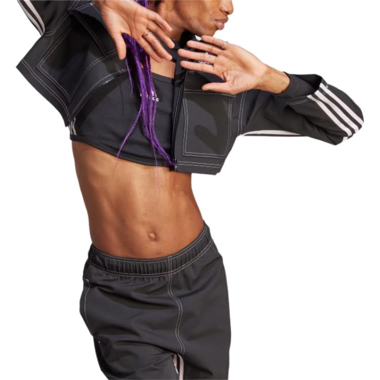 adidas Veste Crop Manches Longues Couleur Unie Femme Vêtements d'Extérieur Noir IB4751