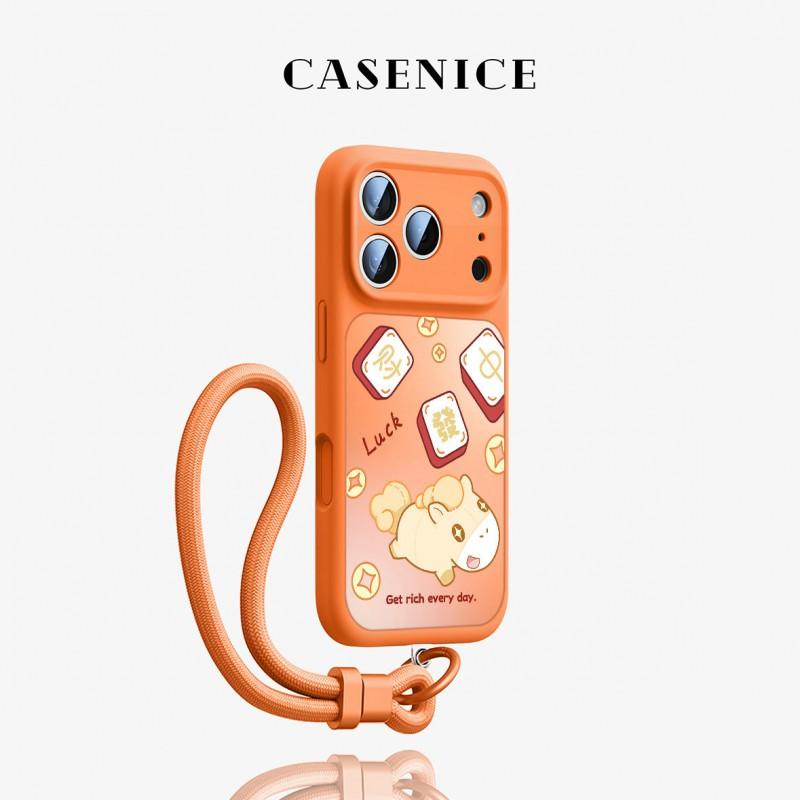 Liquid Silicone Phone Case IPhone 17 Pro Max Full Coverage Drop Protection With Lanyard Strap Slim Fit Women
