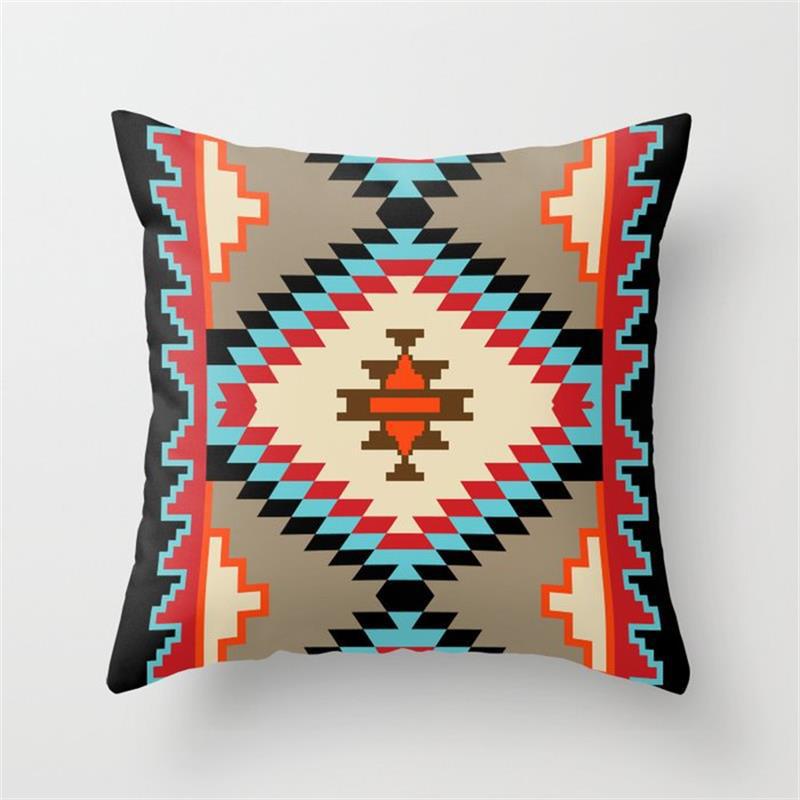 Ethnic Style Pillowcase Abstract Retro Geometric Linen Pillowcase Indian Style Decorative Cushion Cover