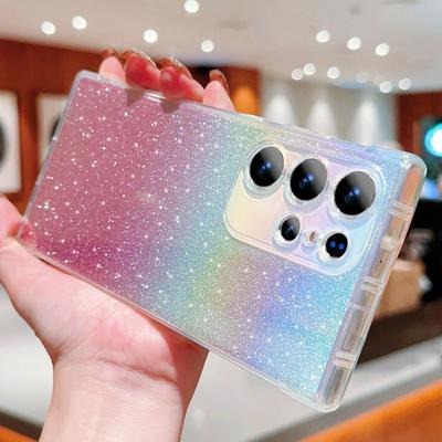 Für Samsung S24 FE S23 Ultra S22 S21 Fe A54 Tpu Stoßfestes, klares, weiches Case mit Sternenhimmel und funkelnder Abdeckung für iPhone 16 Pro Max 15 Pro 14 13 12 11
