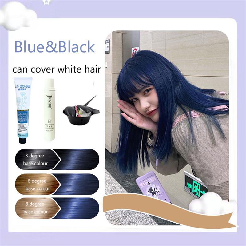 Modisches neues Haarfärbemittel mit Pflanzenextrakten für Männer, Frauen, Studenten, Haarfärbemittel in Schwarz, Blau und Braun, Haarfärbemittel-Set, Haarfärbemittel kann weißes Haar für ältere Menschen abdecken