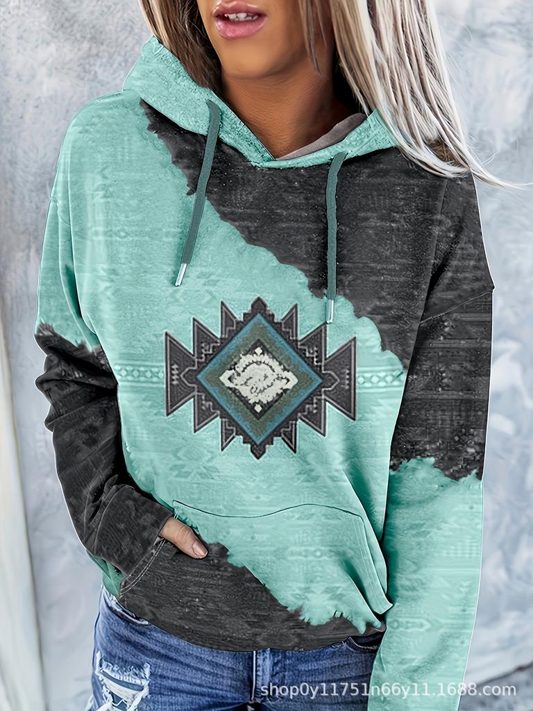 2026 Casual Ethnic Style Printed Hoodies For Autumn Winter Women Clothing Loose Hood Long Sleeve Pockets Streetwear Sweatshirts
