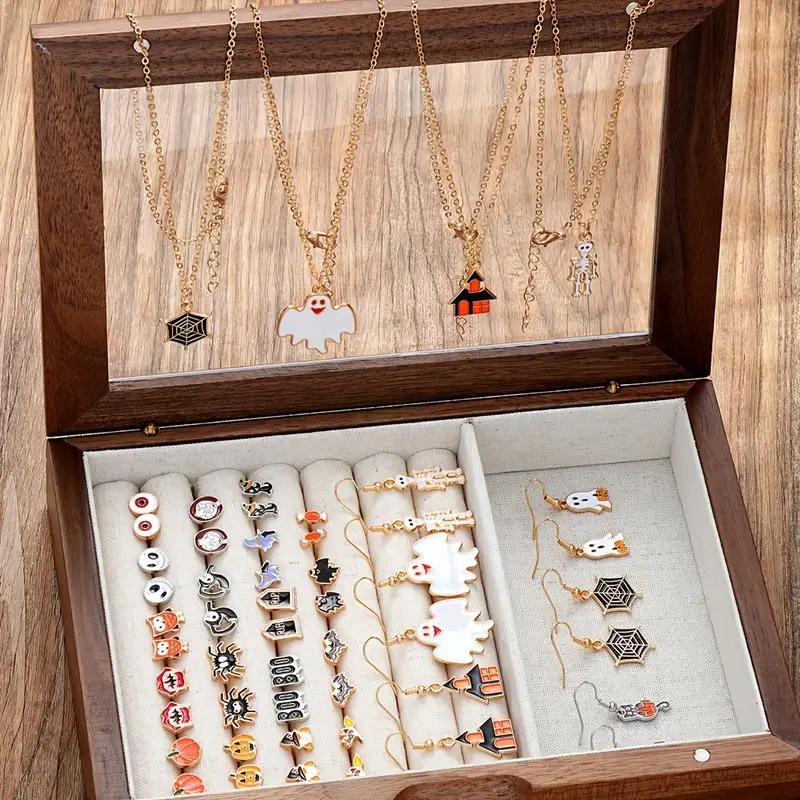 

52 Pcs Halloween Women Jewelry Set Punk Cartoon Ghosts Bats Pumpkins Earrings Pendant Necklaces Festive Season Jewelry Gift 2024