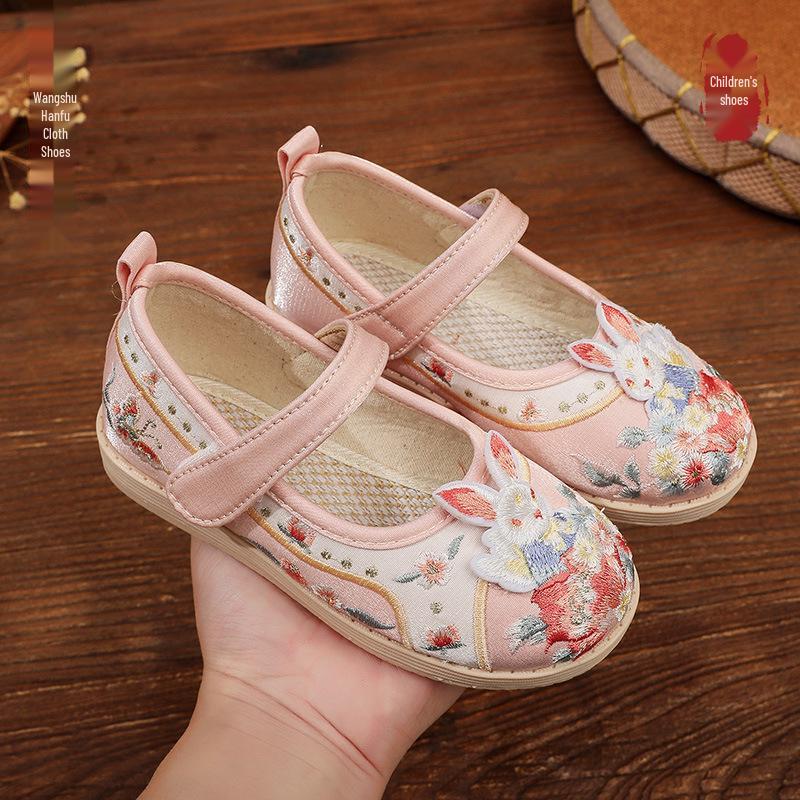 Princess Tang Hanfu Embroidered Shoes - Ethnic Style Children's Costume Footwear