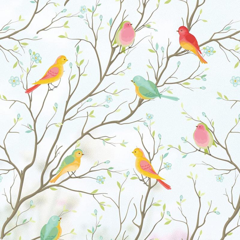 Bird Branch Colorful Frosted Non-adhesive Electrostatic  Glass  Sticker Privacy Window Film Bathroom