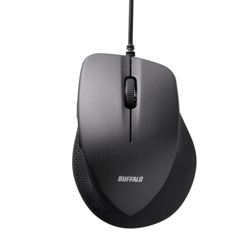 Buffalo USB Mouse Wired 5 Button Silent [Equipped with Back/Forward Button] BlueLED BSMBU19BK
